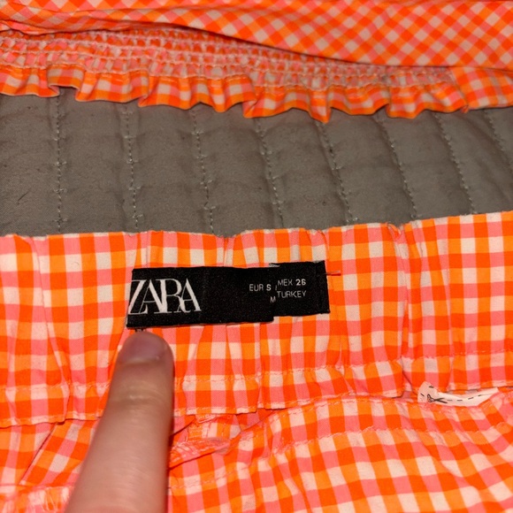 ZARA orange gingham crop top and skort set - Picture 6 of 12